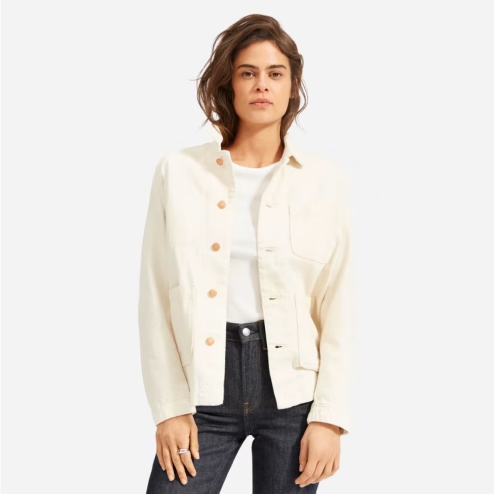 Everlane The Denim Chore Jacket XS (color: ivory).
